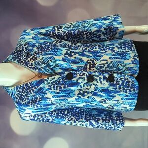 Kim Rogers Petite sz 10P Lined Abstract Print Button Down Blazer / Jacket